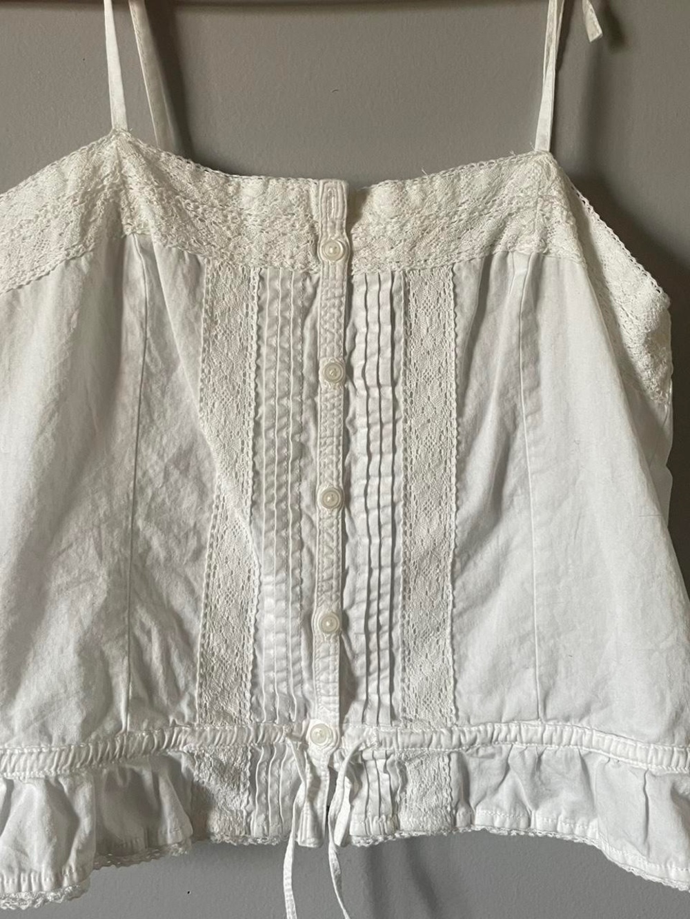 Brandy Melville White Lace-Trim Top